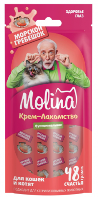 MOLINA, Функц. крем-лакомство с морским гребешком д/взр.кош, Здоровье глаз, 48г, 74105		