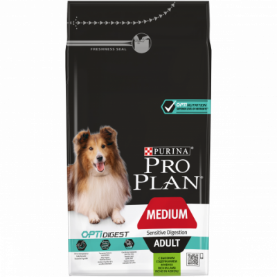 PRO PLAN д/собак сред.попрод  (чув/пищ), ягн/рис, 1,5 кг