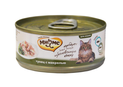 МНЯМС консервы д/кошек, тунец/макрель в нежном желе. 70 г
