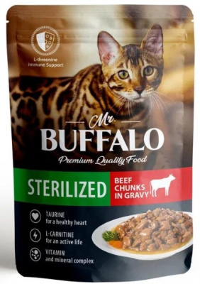 Mr.Buffalo пауч д/кошек STERILIZET 85г говядина в соусе