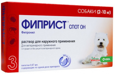 Фиприст спот он для собак 2-10 кг 67 мг/0,67 мл  1 пипетка