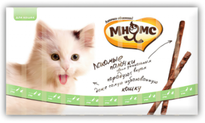 МНЯМС д/кошек лакомые палочки 13,5 см, утка/крол, 5 гр.