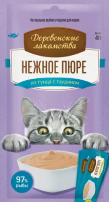 Деревенские лакомства для кошек Нежное пюре из тунца 40г