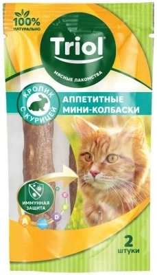 ТРИОЛЬ лак-во для кошек «Аппетитные мини-колбаски из кролика с курицей», 7г 