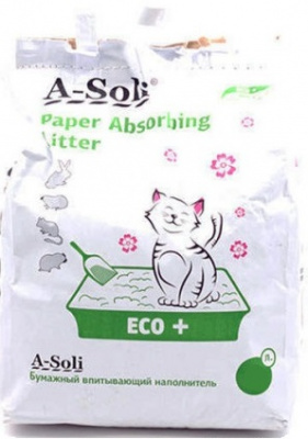 A-SOLI наполнитель впитывающий БУМАЖНЫЙ ЭКО+ 12л (5,4кг)