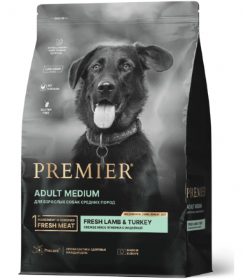Premier Dog Lamb&Turkey ADULT Medium (Свежее мясо ягненка с индейкой д/собак ср. пород 10 кг