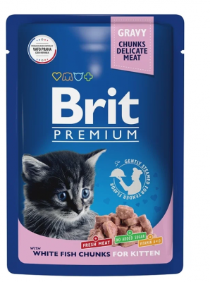 Brit Premium Пауч для котят белая рыба в соусе 85г		