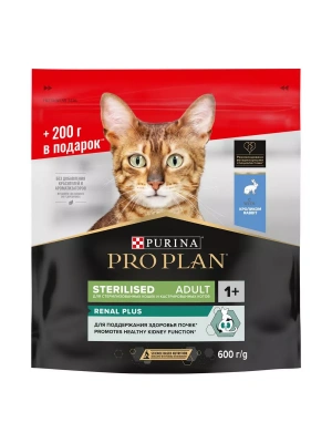 PRO PLAN  д/стерил. кошек,400+200 г здоровые почки кролик
