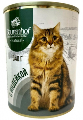 Baurenhof Natural влажный корм д/кошек,Индейка 0.34кг