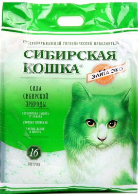 СИБИРСКАЯ КОШКА наполнитель силикагель 16л ЭЛИТА ЭКО 