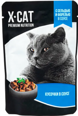 X-CAT влаж.д/кошек 85г сельдь и форель в соусе