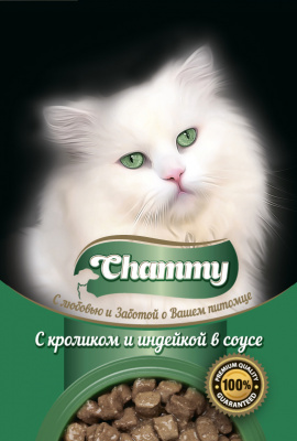 Chammy влажный  для кошек 85 г. кролик/индейка