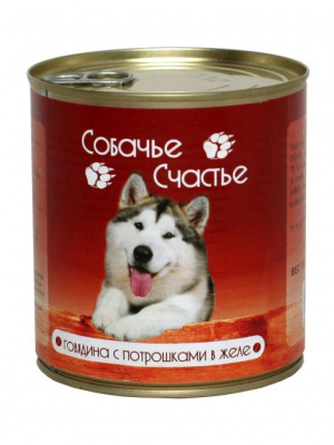 Собачье счастье конс. д/соб.410 г. Говядина с потрошками в желе