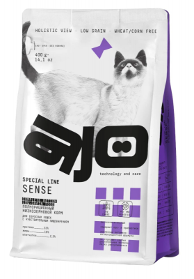 AJO Cat Sense сух. д/кошек с чувствит. пищеварением 0,4кг	