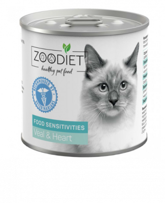 Zoodiet Food Sensitivities Veal&Heart/С телятиной и сердцем для кошек (чувствительное пищеварение), 240 г		