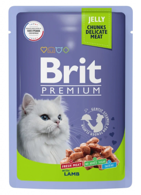 Brit Premium Пауч для  взрослых кошек ягненок в желе 85г