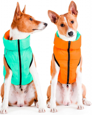 AIRYVEST LUMI Курточка для собак двусторонняя, светящаяся, размер М 47, салатово-оранжевая			
