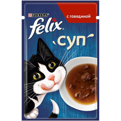 Felix суп для взрослых кошек с говядиной, пауч, 48г