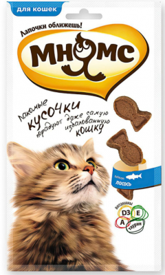 МНЯМС лакомые кусочки д/кошек в форме рыбок со вкусом лосося 35г