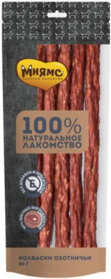 МНЯМС лакомство для собак Колбаски охотничьи 80г 