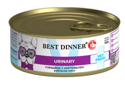 Best Dinner Vet Profi Urinary диет.конс-ный корм д/к для рас-ния струвитных камней и проф-ки паштет с ягненком 100гр