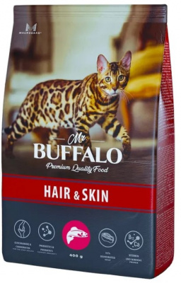 Mr.Buffalo  сухой корм д/кошек ADULT HAIR & SKIN 400г лосось