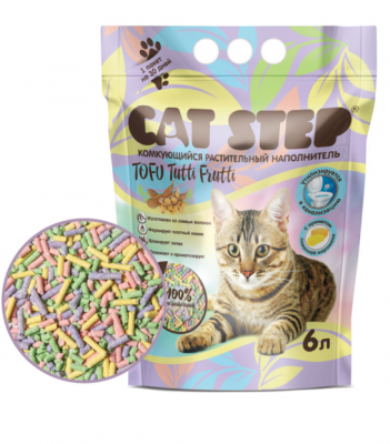 CAT STEP наполнитель комкующий растительный	Tofu Tutti Frutti, 6 л	