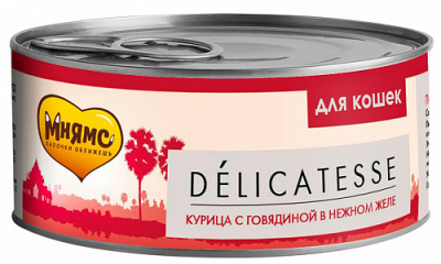 МНЯМС консервы д/кошек, курица/говядина в в нежном желе. 70 г