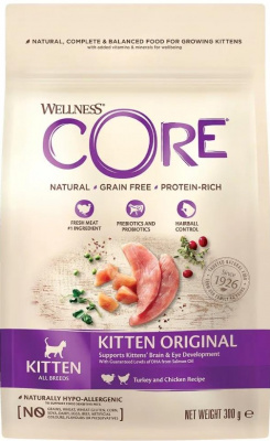 Велнес CORE Kitten беззер. корм из индейки с лососем 300 гр