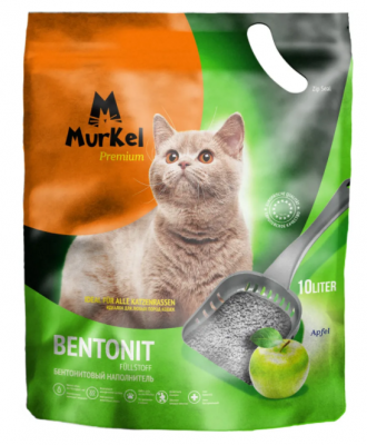 MURKEL наполнитель комкующий бентонит 10л Яблоко	