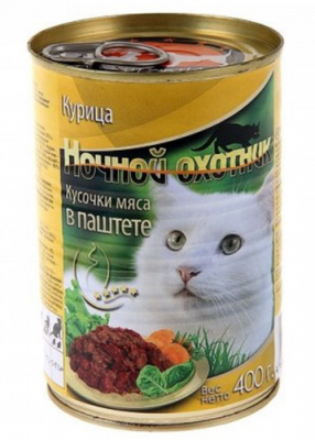 Ночной Охотник конс.  д/кошек 400 г Курица паштет
