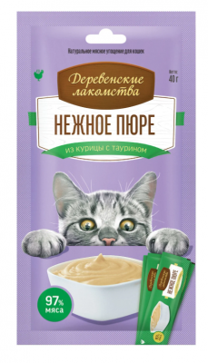 Деревенские лакомства для кошек Нежное пюре из курицы 40г