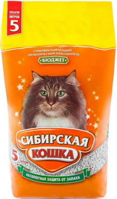 СИБИРСКАЯ КОШКА наполнитель впитывающий 5л БЮДЖЕТ 