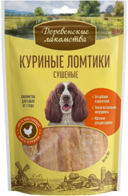 Деревенские лакомства для собак Куриные ломтики сушеные