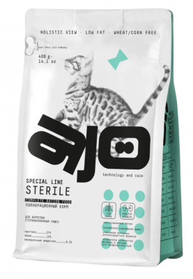 AJO Cat Sterile сух. д/стерил. кошек с высоким содер. белка 0,4кг		