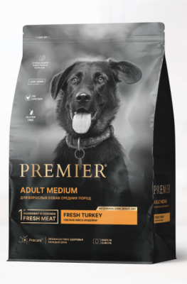 Premier Dog Turkey ADULT Medium (Свежее мясо индейки для собак средних пород) 1 кг	
