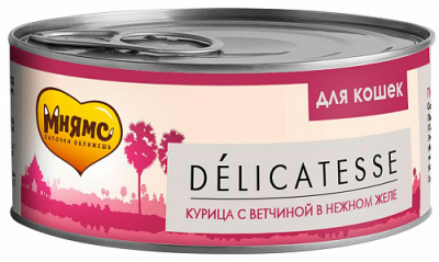 МНЯМС консервы д/кошек, курица/ветчина в нежном желе. 70 г