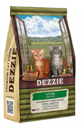 DEZZIE Kitten Сухой корм для котят 2кг Курица с Индейкой