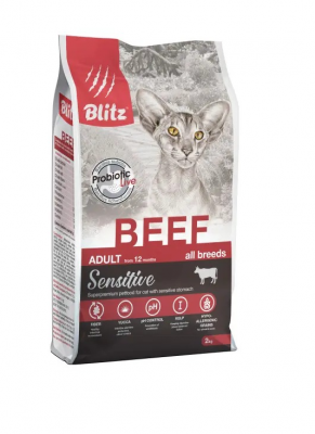 BLITZ ADULT CAT BEEF сухой корм для взрослых кошек Говядина 2 кг               