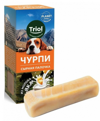 ТРИОЛЬ Лакомство для собак сухое "Сырная палочка чурпи" M, 70г, серия PLANET FOOD