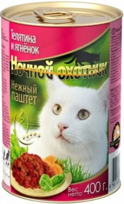 Ночной Охотник конс.  д/кошек 400 г Телятина/ягненок паштет