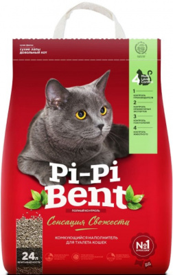 PI-PI-BENT наполнитель комкующий Сенсация свежести 10 кг крафт-пакет