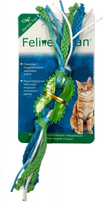 Feline Clean игрушка для кошек Dental Колечко прорезыватель с лентами, резина							