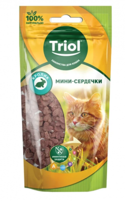 ТРИОЛЬ лак-во д/кошек мини сердечки из кролика 40 г