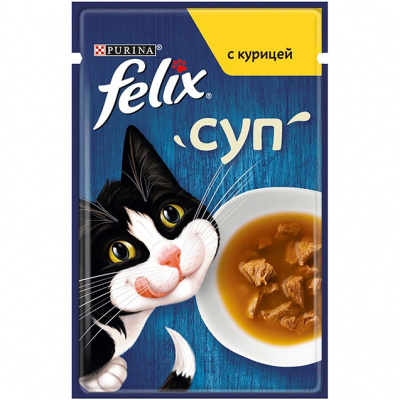 Felix суп для взрослых кошек с курицей, пауч, 48г