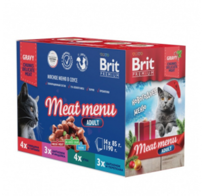 Brit Premium Особые меню "Мясное меню в соусе д/взр.кошек" 14штх85г	