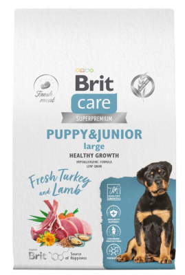 BRIT CARE, Сухой корм с инд и ягн д/щенк.кр.пор."Dog Puppy&Junior L Healthy Growth", 1.5 кг