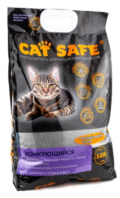 CAT SAFE наполнитель комкующий с углем 10 л