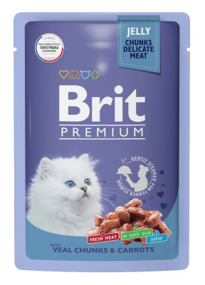 Brit Premium Пауч д/котят Телятина с Морковью в желе 85г									