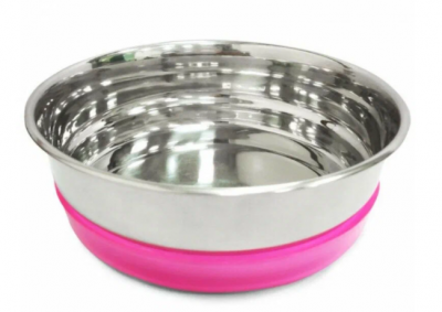 Миска металлическая с розовой резинкой, 0,3л, Triol					